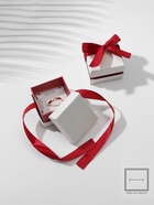 Коробочка подарочная под кольцо, серьги «Лента», 5×5 см, белая, бордовая - Фото 1