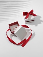 Коробочка подарочная под кольцо, серьги «Лента», 5×5 см, белая, бордовая - Фото 2