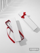 Коробочка подарочная под браслет, цепочку, часы «Лента», 21×4 см, (полезная часть 20.2×3.8 см), фасовка 6 шт., бело-бордовая - Фото 1