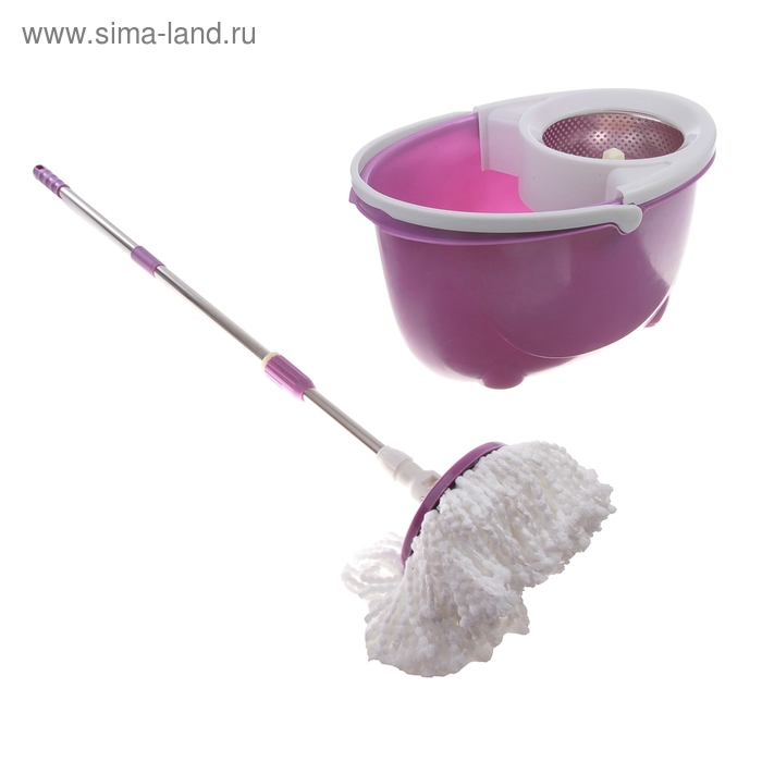 Швабра с отжимом и ведро "Легкость", запасная насадка из микрофибры, цвета МИКС - Фото 1