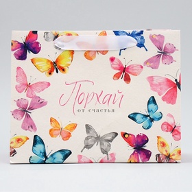 Пакет подарочный ламинированный, упаковка, «Порхай от счастья», MS 23?18?10 см (комплект 2 шт)