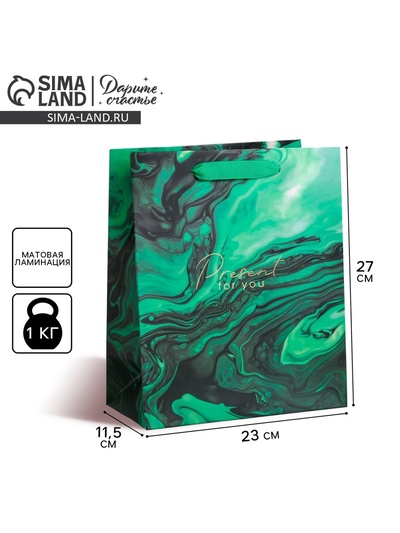 Пакет подарочный ламинированный, упаковка, Present for you, ML 23×27×11.5 см