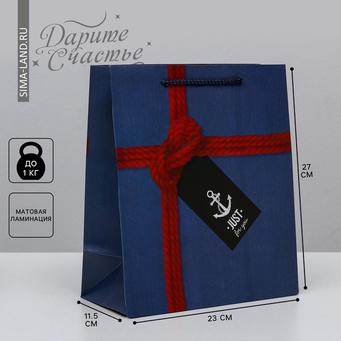 Пакет подарочный ламинированный вертикальный, упаковка, «Just for you», ML 23 х 27 х 11,5 см - фото 1908579185