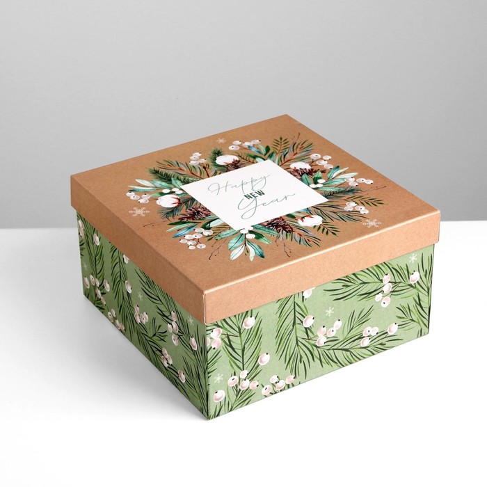 Коробка подарочная «Новогодняя», 22 × 22 × 12 см - Фото 1