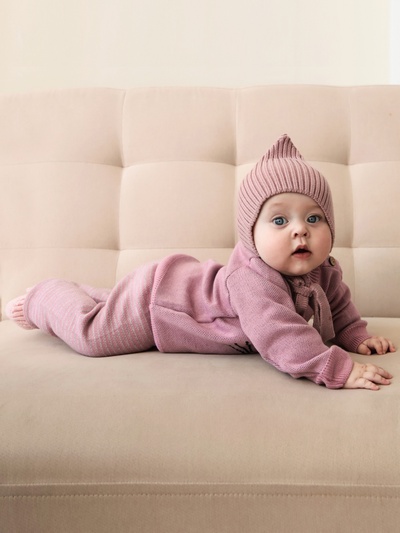 Комплект для девочки вязаный «Крошка Я. Котик» рост 74-80 см, розовый