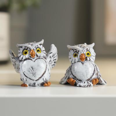 Фигурка полистоун «Филин с сердечком-пузиком», 4×4.1×3 см, МИКС