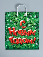 Пакет подарочный новогодний «Поздравление», полиэтиленовый с пластиковой ручкой, 40×44 см - Фото 3