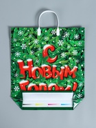 Пакет подарочный новогодний «Поздравление», полиэтиленовый с пластиковой ручкой, 40×44 см - Фото 4