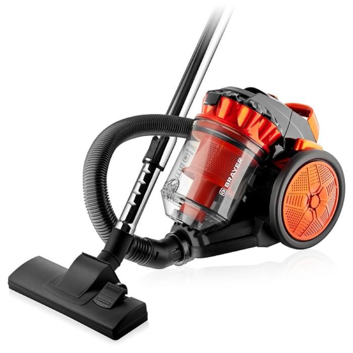 Пылесос BRAYER BR4201, 2200/400 Вт, 3 л, HEPA-фильтр, чёрно-оранжевый - Фото 1