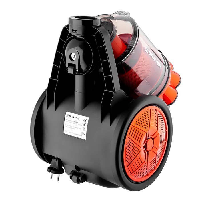 Пылесос BRAYER BR4201, 2200/400 Вт, 3 л, HEPA-фильтр, чёрно-оранжевый - фото 51924148