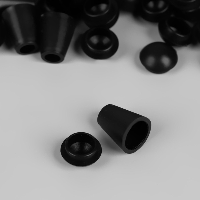 Набор наконечников для шнура d = 4 мм, 1,7 × 1,2 см, 100 шт, цвет чёрный - Фото 1