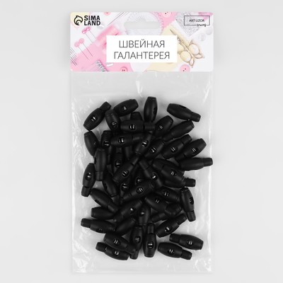 Набор фиксаторов для шнура, d=6 мм, 30×10 мм, 50 шт., цвет чёрный
