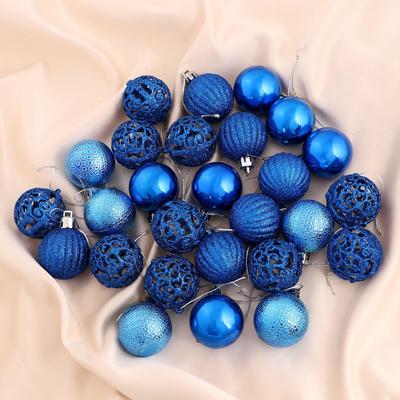 Набор шаров пластик d-4 см, 35 шт "Феерия" синий