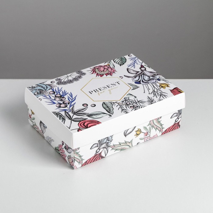 Коробка подарочная складная, упаковка, «Цветы», 21 х 15 х 7 см