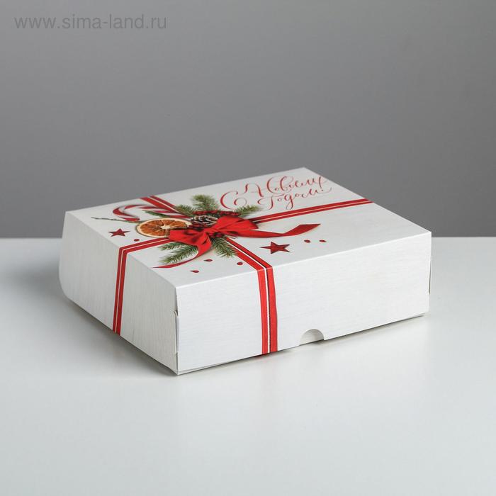 Упаковка для кондитерских изделий «Новогодний бант», 20 х 17 х 6 см, Новый год - Фото 1