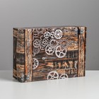 Коробка подарочная складная, упаковка, «Шестерёнки», 21 х 15 х 7 см - фото 24615949