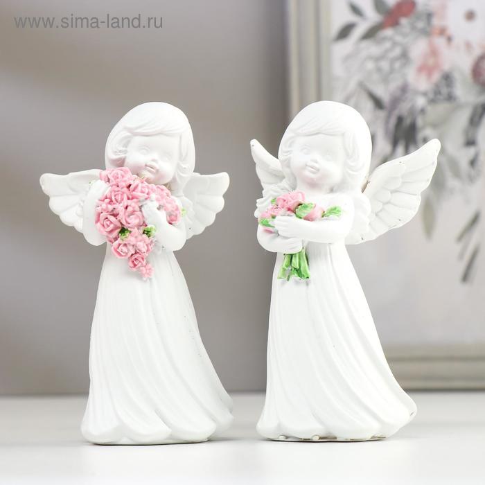 Фигурка полистоун «Белоснежный ангел-девочка с охапкой роз», 11.5×7.5×7 см, МИКС - Фото 1