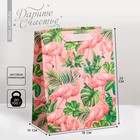 Пакет подарочный ламинированный вертикальный, упаковка, «Тропики и фламинго», MS 18 х 23 х 10 см - фото 9032862