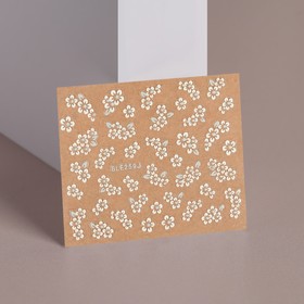 Наклейки для ногтей «Цветы», 3D, цвет белый/серебристый (6 шт)