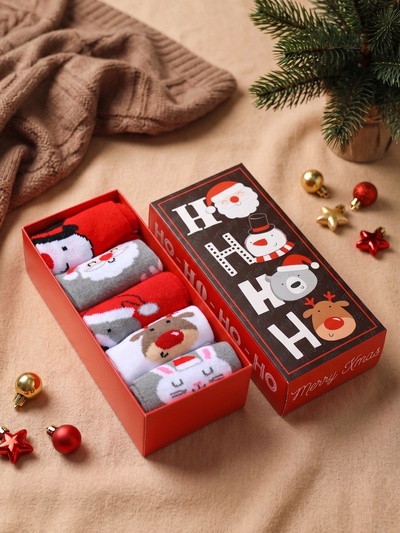 Носки женские новогодние KAFTAN Merry Xmas, набор 5 пар, размер 36-40 (23-25 см)