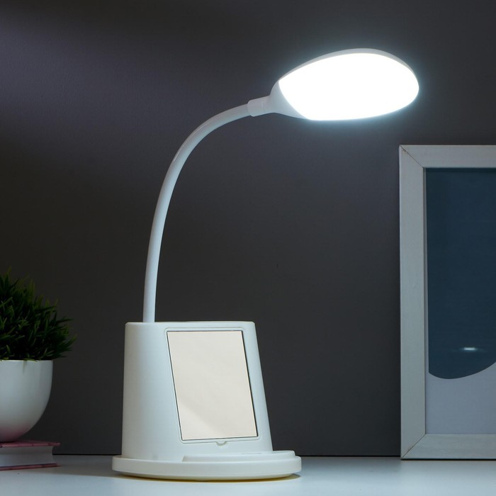 Лампа настольная с зеркалом 91023/1 LED 5Вт USB AKB 3 режима диммер белый 12х10,5х43 см RISALUX  473 - фото 1907121297