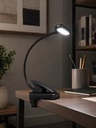 Лампа настольная RISALUX 16108/1, светодиодная, на прищепке, USB, чёрная, 5.3×8.2×22.5 см - Фото 1