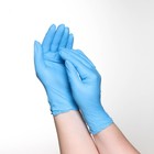 Перчатки хозяйственные нитриловые, размер L, 100 шт, цена за 1 шт, цвет голубой - Фото 4