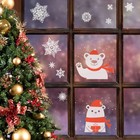 Набор наклеек новогодних "Новогодний" зверята в красном шарфике, 34,3 х 35,6 см - Фото 5