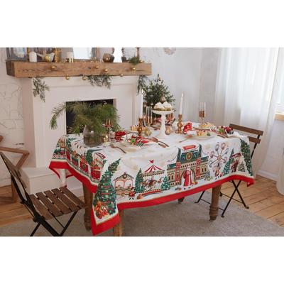 Скатерть новогодняя "Этель" "Новогодняя ярмарка" Скатерть новогодняя 150*220 +/-3см с ГМВО, 100%хл, 190г/м2