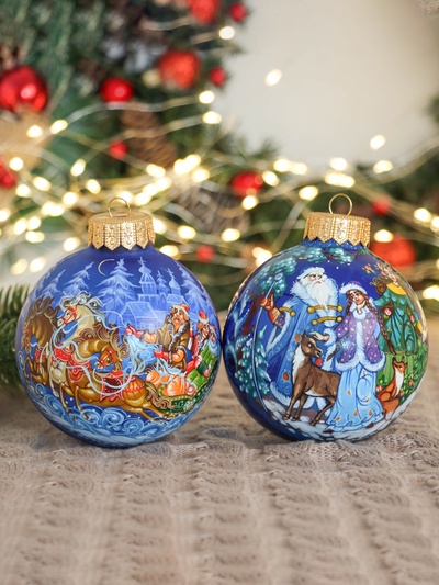 Набор из 2-х ёлочных шаров d=10 см «Зимняя сказка»