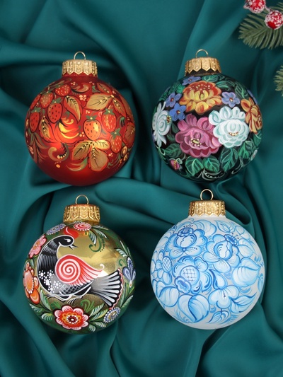 Набор из 4-х ёлочных шаров d=10 см «Блики счастья»