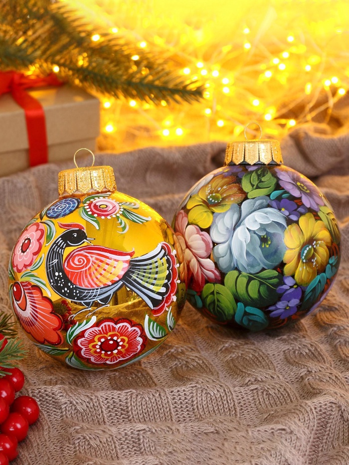 Набор из 2-х ёлочных шаров d=10 см «Вдохновение»