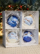 Набор из 4-х ёлочных шаров d=8 см «Зимняя композиция» - фото 25617009