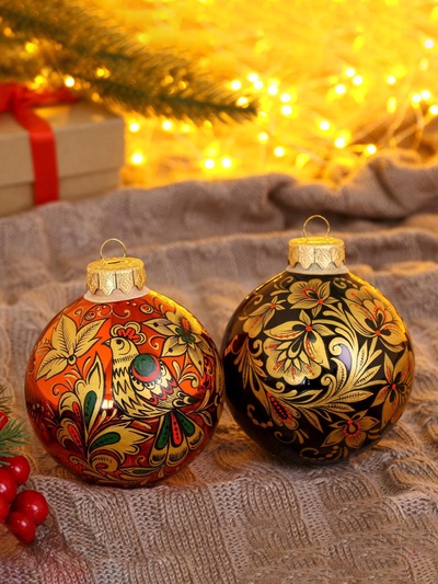 Набор из 4-х ёлочных шаров d=8 см «Соцветие чудес»