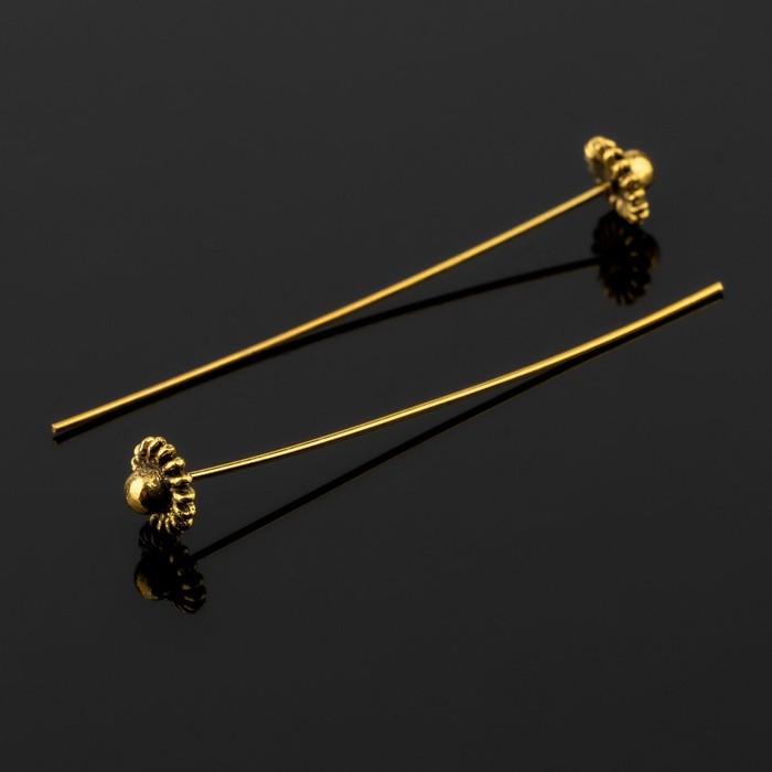 Пин с фигурной головкой, 53×0,723 мм, 10 шт., цвет чернёное золото - Фото 1