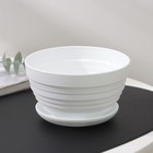 Горшок для цветов с поддоном «Алиса», 500 мл, d=13 см, h=8 см, пластиковый, белый - Фото 1