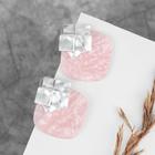 Серьги пластик "Майя" наслоение, цвет светло-розовый в матовом серебре - фото 11446977