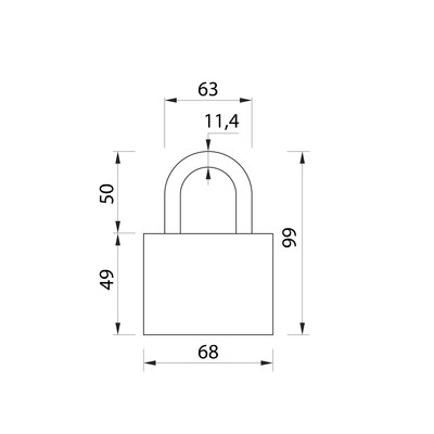 Замок навесной, 68×94 мм, 3 ключа