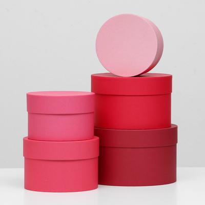 Набор круглых коробок 5 в 1 "Пантон 200-о", 23 х 23 х 14 - 15 х 15 х 10 см