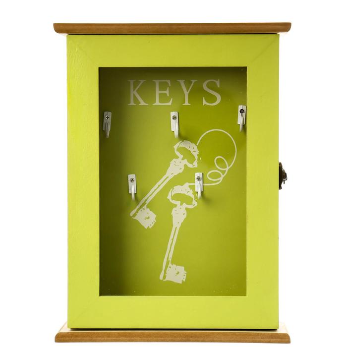 Ключница дерево 5 крючков "Связка ключей" зелёная 25,5х19х6 см - фото 1908580045