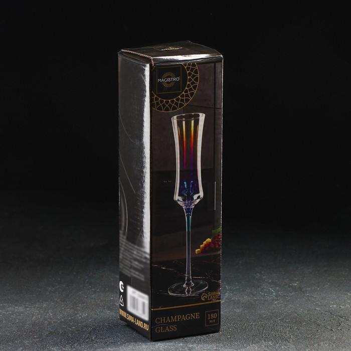 Бокал из стекла для шампанского «Кира», 180 мл, 7×25,5 см, цвет перламутровый - фото 1908580061