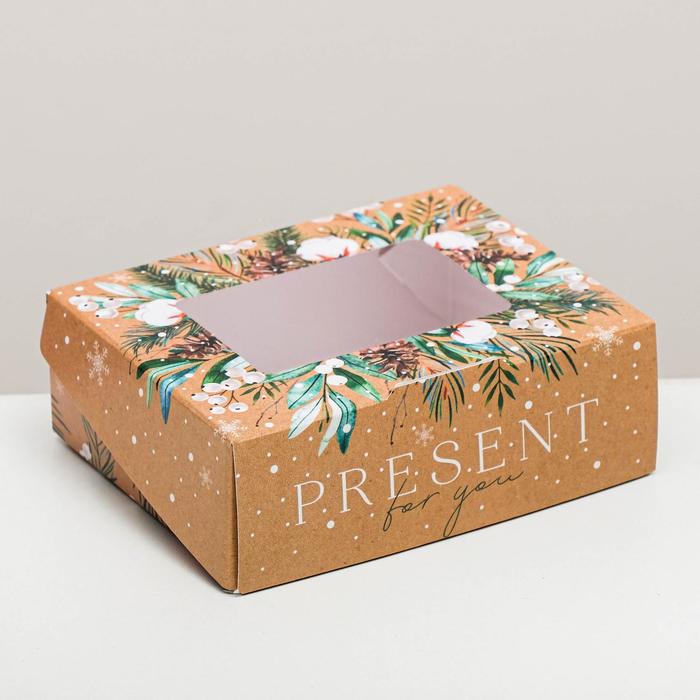 Коробка складная «Present», 10 х 8 х 3.5 см, Новый год