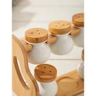 Набор банок фарфоровых для специй на деревянной подставке Доляна «Эстет», 6 предметов: 50 мл, цвет белый - фото 6316751