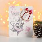 Брошь «Подарок» большой, цвет красно-белый в золоте - Фото 1