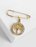 Булавка-оберег с подвеской «Дерево жизни» 3.5 см, белая в золоте 5018445