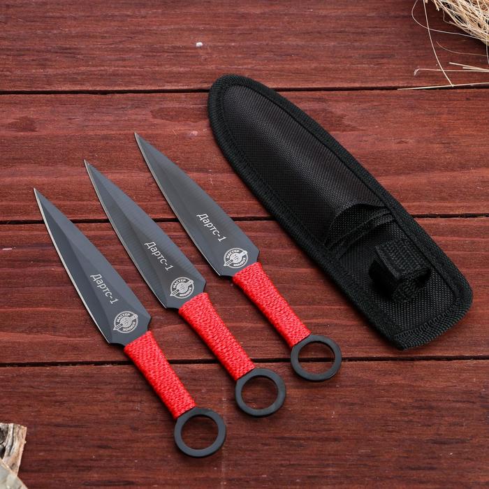 Набор ножей метательных "Дартс-1" сталь - 420, рукоять - обмотка шнуром, 3 шт, 17 см - фото 1905672503