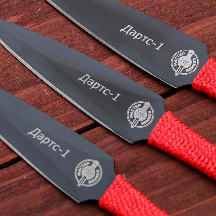 Набор ножей метательных "Дартс-1" сталь - 420, рукоять - обмотка шнуром, 3 шт, 17 см - фото 1905672505