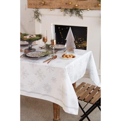 Скатерть новогодняя «Этель» Серебряные снежинки 149×220 ±3 см, 100%хл, 190 г/м²