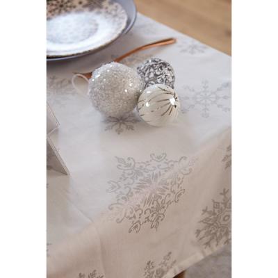 Скатерть новогодняя «Этель» Серебряные снежинки 149×220 ±3 см, 100%хл, 190 г/м²