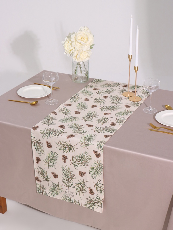 Дорожка на стол новогодняя Christmas tree 40×147 см, 100% хлопок, саржа 190 гр/2 - Фото 1